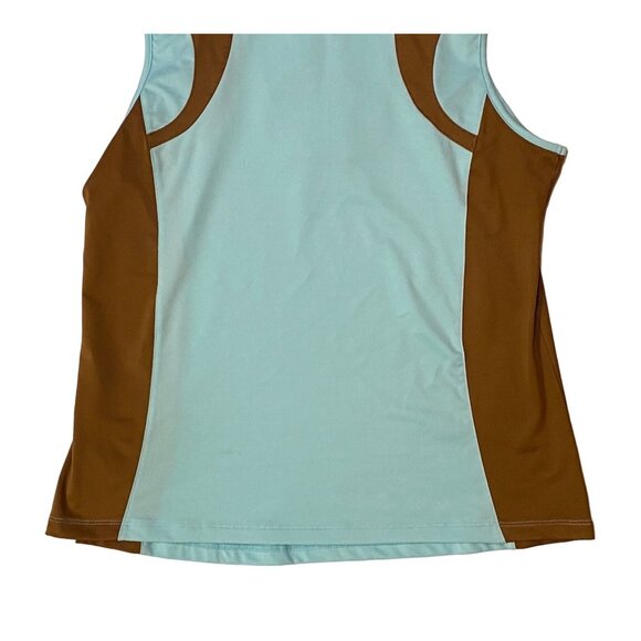 Jamie Sadock Women's Medium 1/4 Zip Cap Sleeve Golf Top Brown Light Blue-Green - Picture 6 of 7
